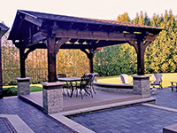 Timber Pavilion. Timber pavilion with stone colums and Azek floor